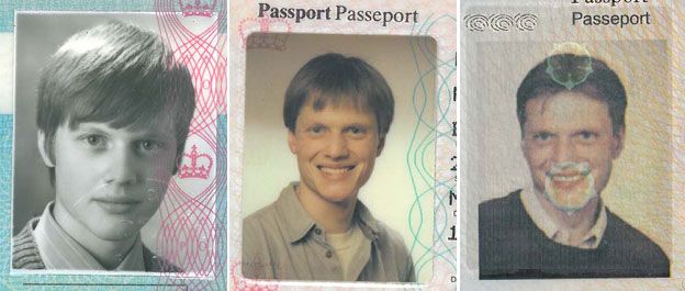 Montage of Michael Pritchard's passport photos