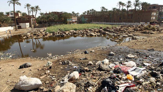 Polluted water at an archaeological site in Egypt