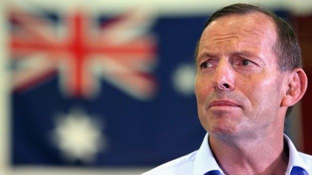 Australian Prime Minister, Tony Abbott looks on during a press conference held on 8 January 2015 in Adelaide, Australia.