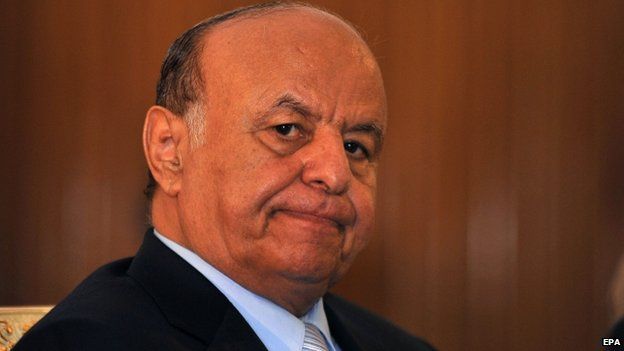 Yemeni president Abdo Rabbo Mansour Hadi at the presidential palace