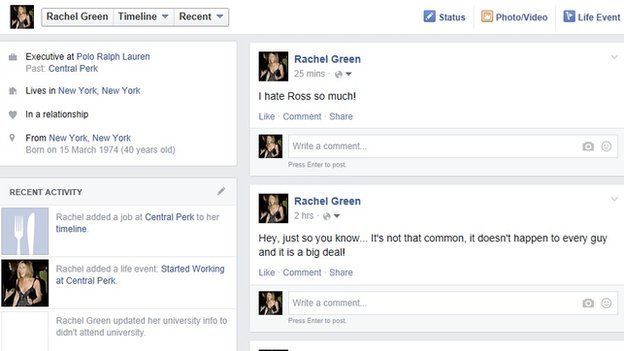 Rachel Green's Facebook account