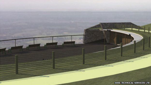 Artist's impression of proposed cable car on the Malvern Hills