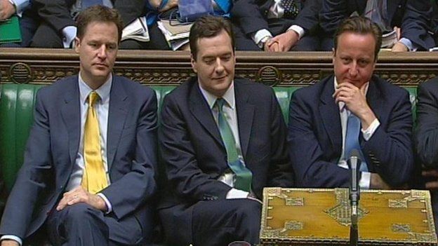 Nick Clegg, George Osborne and David Cameron