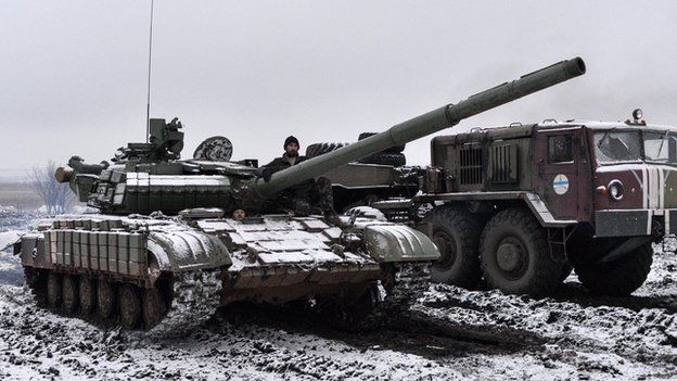 Ukrainian tank near Debaltseve, 10 Feb 15