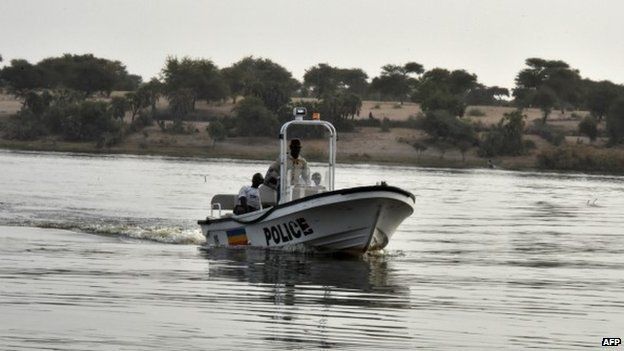 Chadian police patrol Lake Chad