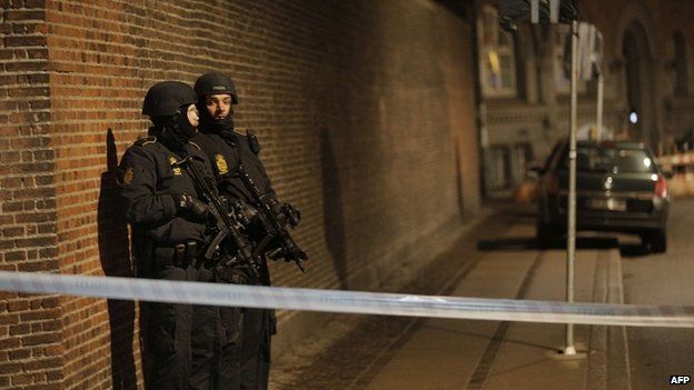 Armed police in central Copenhagen. 14 Feb 2015