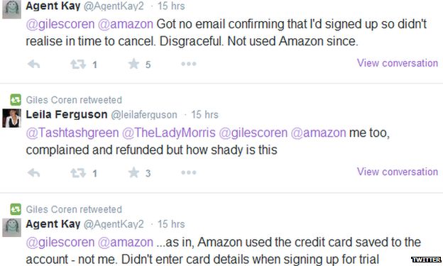 More Tweets complaining about Amazon Prime