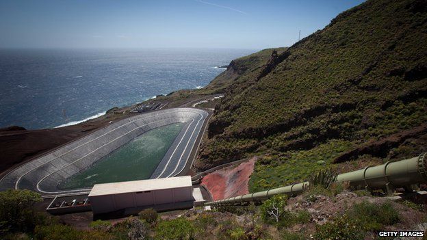 Reservoir on El Hierro used for energy storage