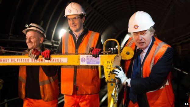 Chancellor of the Exchequer George Osborne and Mayor of London Boris Johnson meet London Underground workers