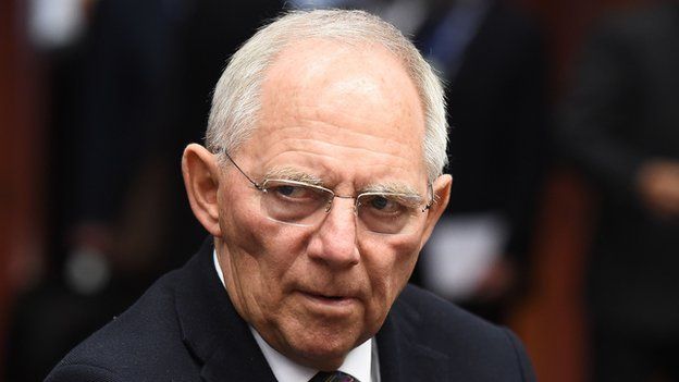 German Finance Minister Wolfgang Schaeuble attends a euro group finance ministers' meeting at the European Council in Brussels on 16 February 2015.