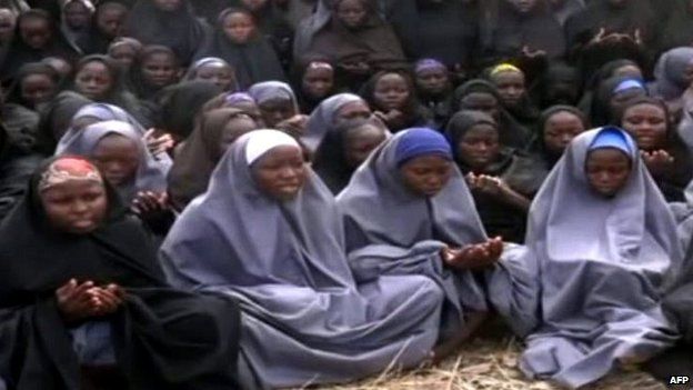 A screen grab showing the abducted Chibok schoolgirls - May 2014