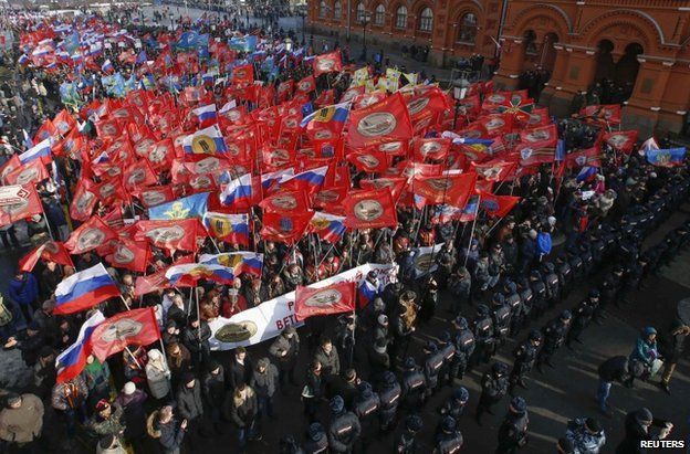 Anti-Maidan demonstrators in central Moscow, 21 February