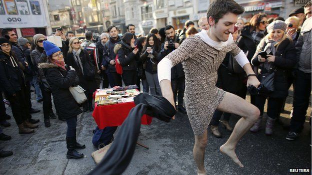 Turkish Men Wear Skirts In Protest Against Violence Towards Women Bbc News