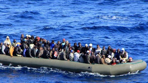 Migrant boat near Lampedusa, March 2014