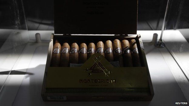 A Montecristo Cuban cigar box is displayed during the XVII Habanos Festival in Havana February 23, 2015