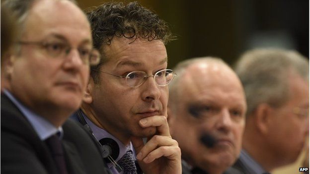 Eurogroup President and Dutch Finance Minister Jeroen Dijsselbloem (centre), 24 February 2015