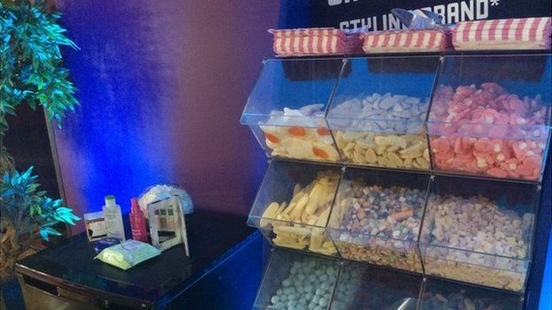A three-tiered display of sweets backstage at the Brit Awards