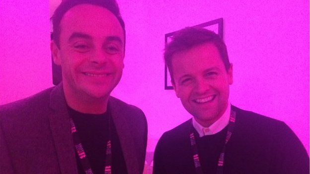 Ant and Dec smile backstage