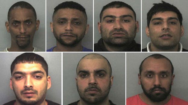 Guilty members of Oxford sex grooming ring (Top L-R) Mohammed Karrar, Bassam Karrar, Akhtar Dogar, Anjum Dogar, (Bottom) Kamar Jamil, Assad Hussain, Zeesham Ahmed