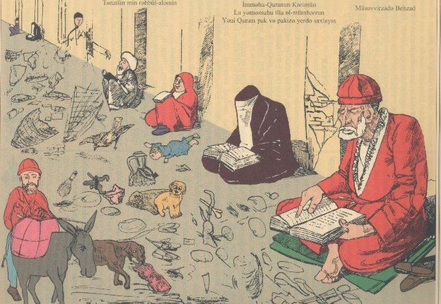 “Keep the Holy Koran in a clean place” – the cartoon was describing a child, dogs and other creatures treated as dirt vs Koran in peoples' hands.