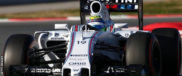 Felipe Massa's Williams in action in Barcelona