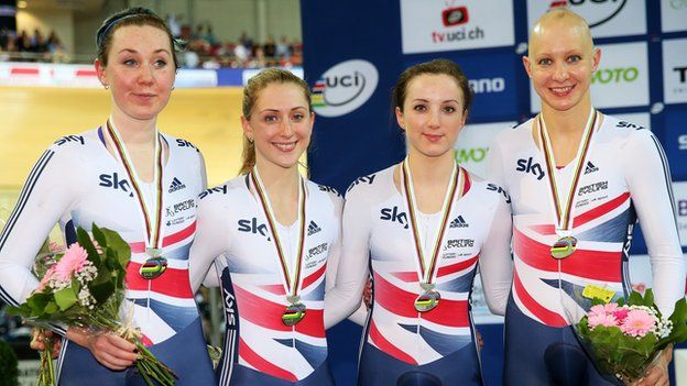 Britain's team pursuit silver medallists in Paris