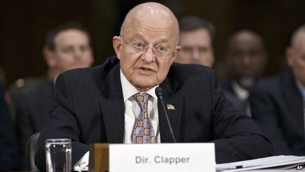 Director of National Intelligence James Clapper testifies on Capitol Hill in Washington, Thursday, Feb. 26, 2015