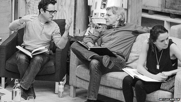 JJ Abrams and Harrison Ford