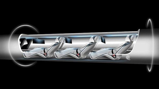A concept image of the Hyperloop, released by Tesla Motors