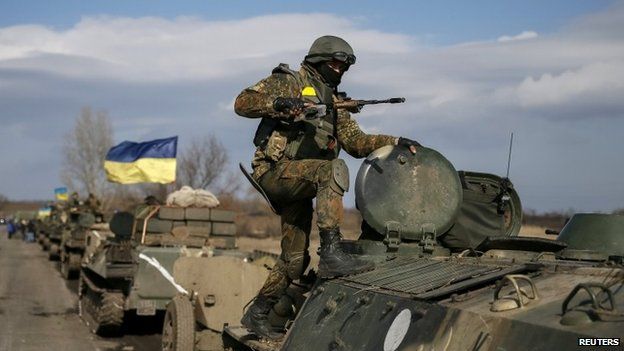 A convoy of Ukrainian armed forces