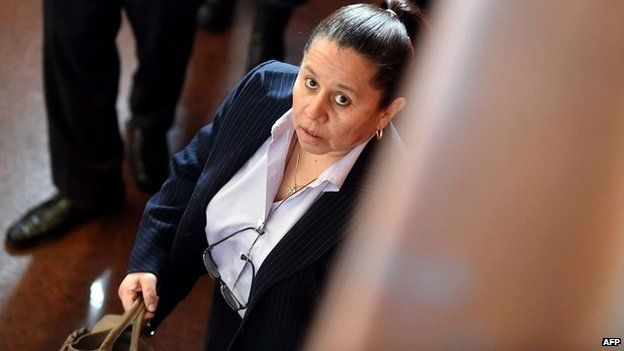 Former director of the Colombian security department Maria del Pilar Hurtado arrives at court in Bogota - 27 February 2015
