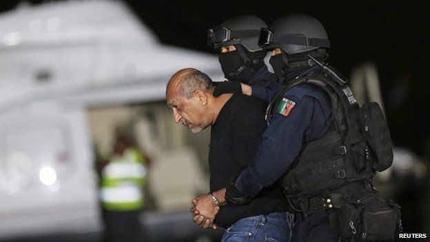 Servando La Tuta Gomez after his arrest in Mexico City, 27 Feb 2015