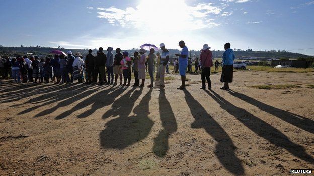 People queuing to vote in Lesotho's elections