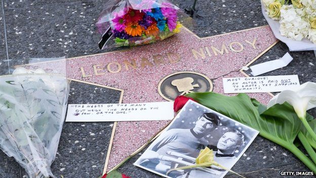 Actor Leonard Nimoy is remembered on the Hollywood Walk of Fame on February 27, 2015