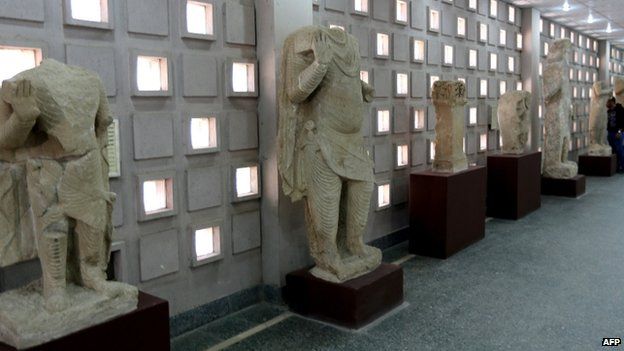 Artefacts coming from the Mosul area on display at the Iraqi Museum