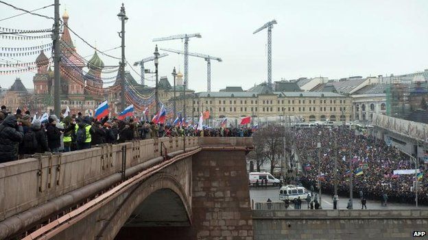 Boris Nemtsov Murder Tens Of Thousands March In Moscow Bbc News