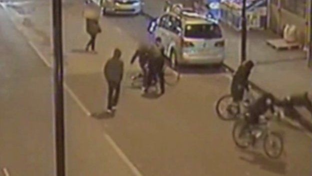 CCTV of Alan's two friend being pushed off their bikes