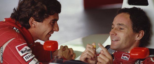 Ayrton Senna and Gerhard during a testing session in 1990