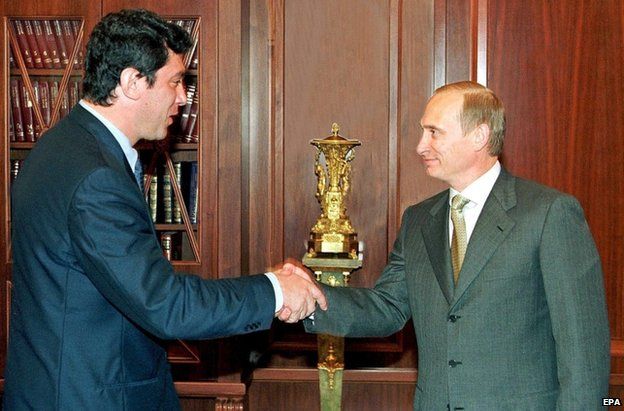 Boris Nemtsov (left) with Russian President Vladimir Putin at the Kremlin, 4 July 2000