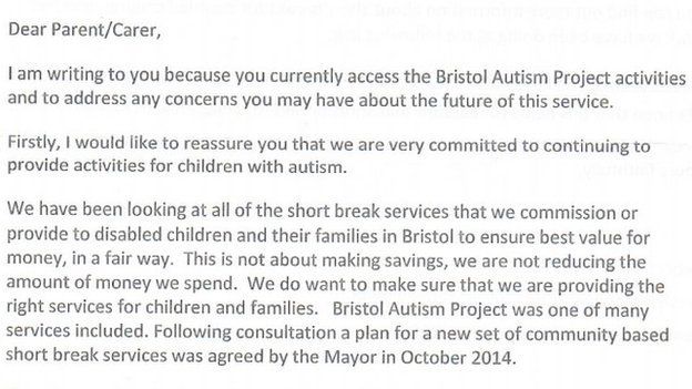 Extract from a letter from Bristol City Council