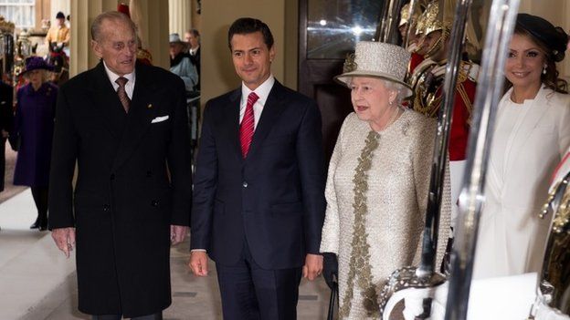 The president of Mexico Enrique Pena Nieto met a number of dignitaries, including the Queen and the Duke of Edinburgh during his visit