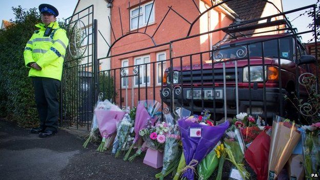 Floral tributes left outside Becky's home in St George, Bristol