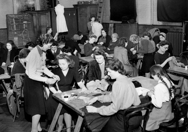 Dress-making class, London, 1943