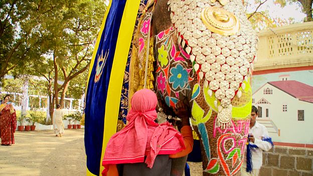 Ornately decorated elephant