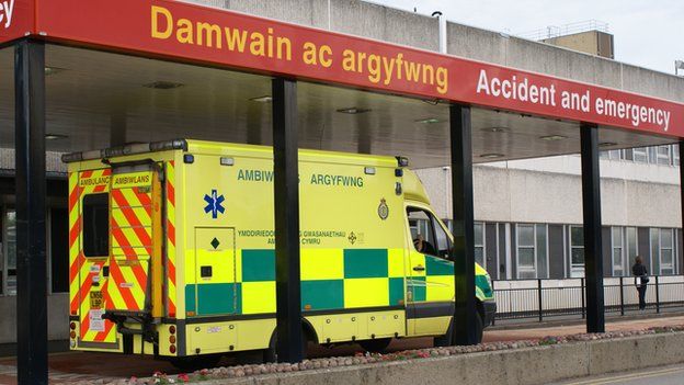 Ambulance outside Glan Clwyd hospital