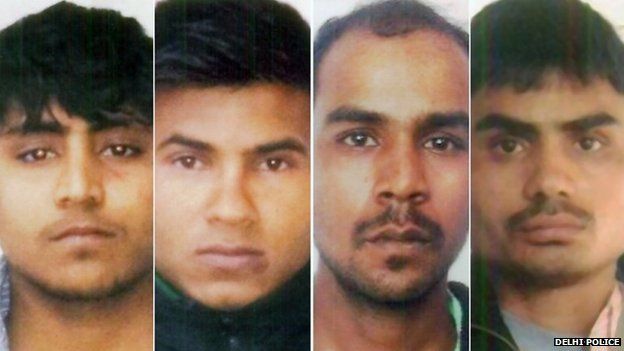 Mukesh Singh (second from right) and his fellow rapists are appealing against their sentences