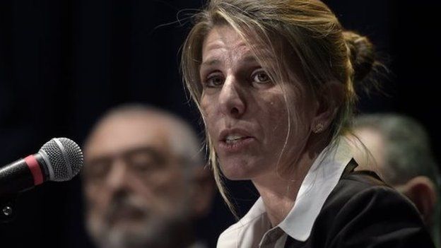 Argentine federal judge Sandra Arroyo Salgado, ex-wife of late prosecutor Alberto Nisman, at a press conference in Buenos Aires, Argentina on 5 March 5 2015