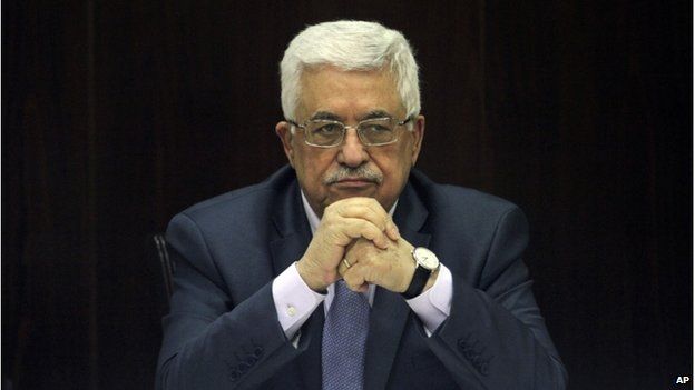 Palestinian President Mahmoud Abbas chair a session of the Palestinian cabinet in the West Bank city of Ramallah