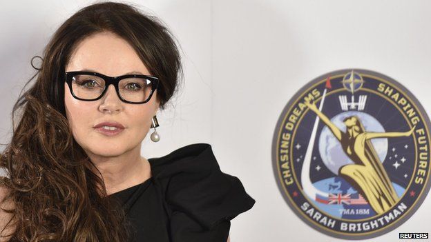 Sarah Brightman with her space patch