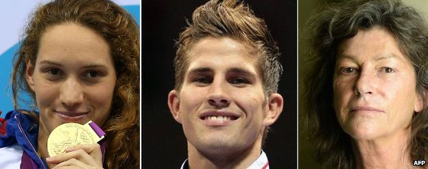 Camille Muffat, Alexis Vastine and Florence Arthaud